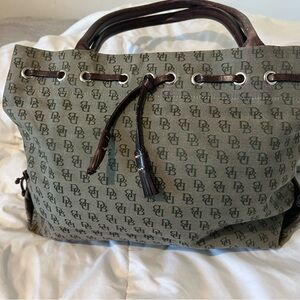 Dooney olive and brown tote